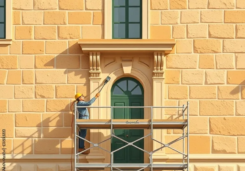 Ravalement de façade en pierre, nettoyage et application d'enduit